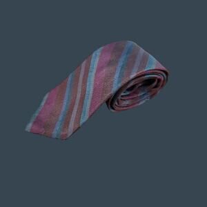 Men's Striped Bonjour Mens Silk Tie Burgundy & Blue 57.5" Long